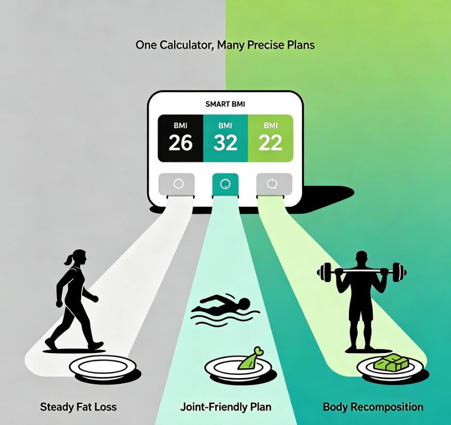Data-driven weight loss: Tailoring calorie deficits and exercise routines based on individual BMI calculator results.