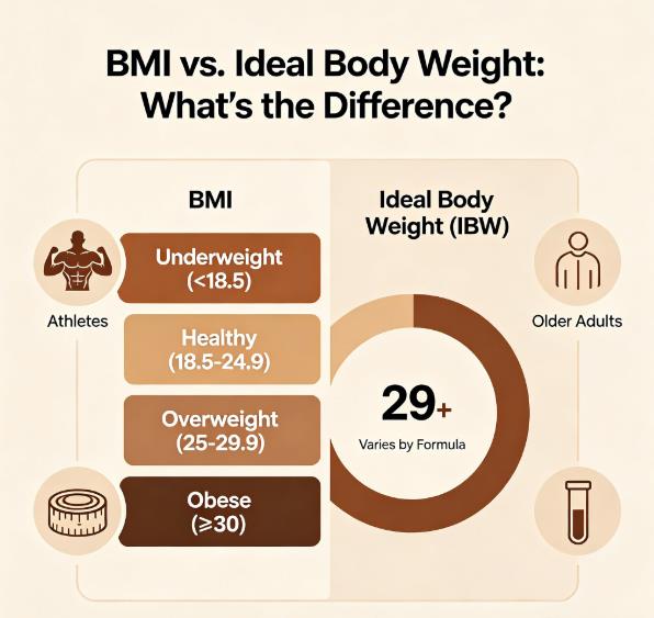 comparing BMI vs ideal body weight, CDC BMI ranges, IBW formula flaws and complete health assessment guide