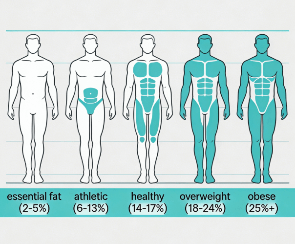 Body Fat Percentage Chart for Men with Healthy Ranges and Categories