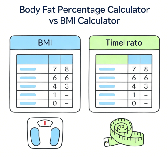 BMI Calculator and Body Fat Percentage Calculator Comparison Chart
