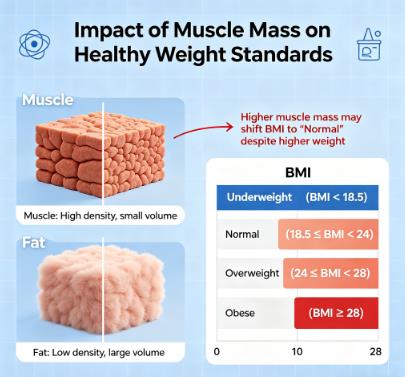 Muscle vs fat impact on BMI and healthy weight assessment: why muscular individuals get misclassified as overweight