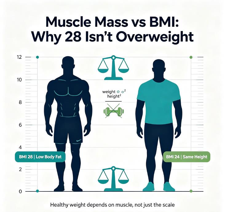 BMI misclassifies athletes with muscle mass — using waist circumference and body fat percentage gives a more accurate picture