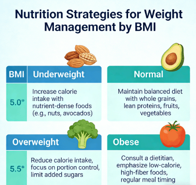 nutrition strategies for weight management by BMI - bmi categories and healthy nutrition guide illustration nutrition strategies for weight management by BMI - bmi categories and healthy nutrition guide illustration