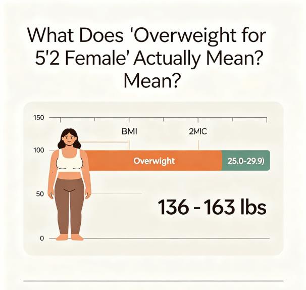 Overweight BMI and weight range guide for 5'2